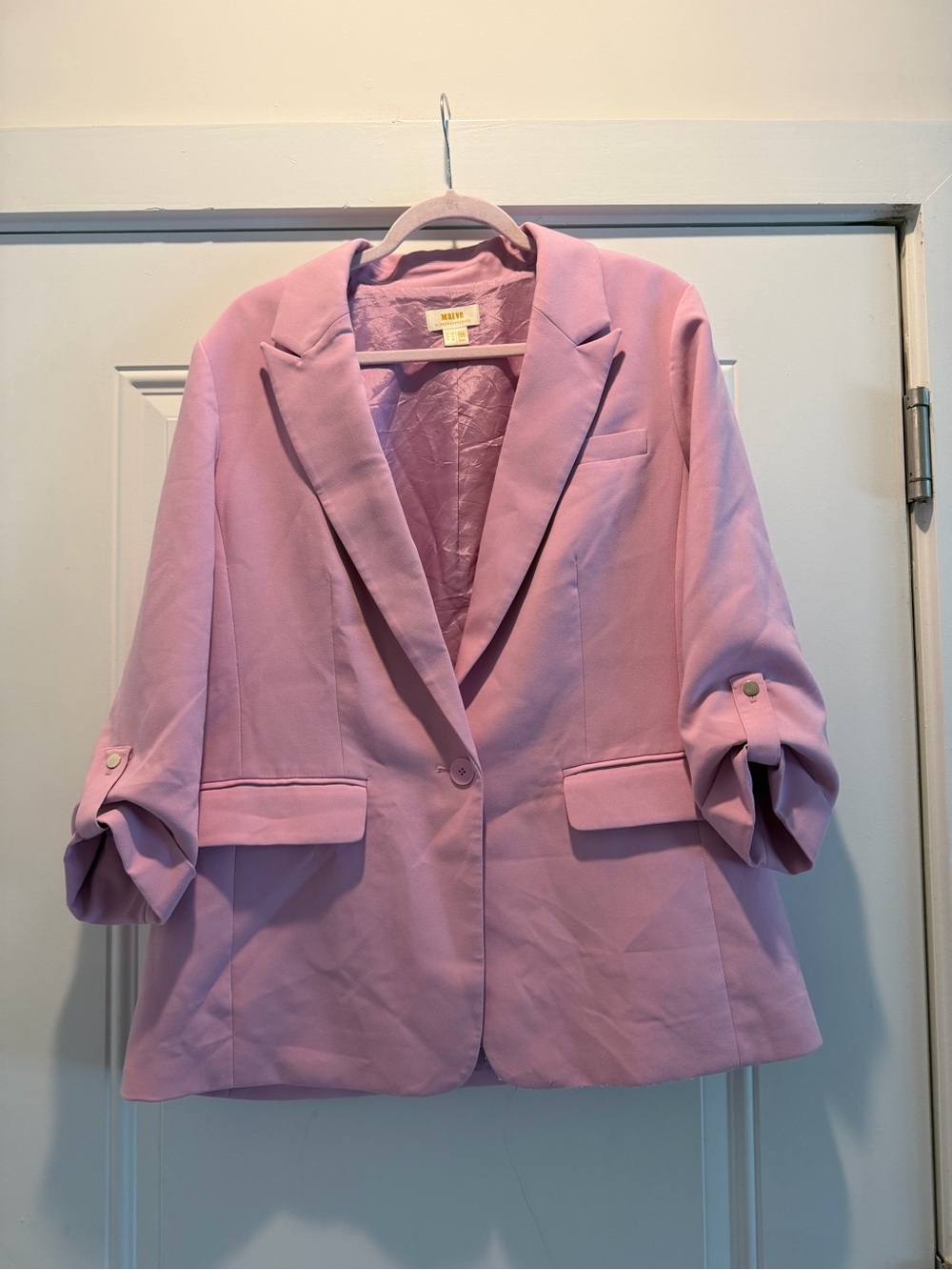 Maeve by Anthropologie Pink Roll Sleeve Blazer Jacket